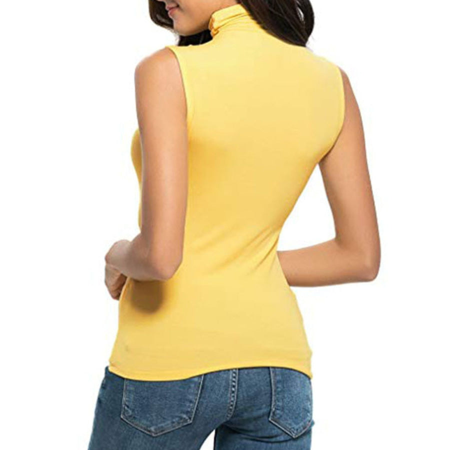 Sleeveless Turtleneck Slim Fit T-Shirt Apparel and Accessories