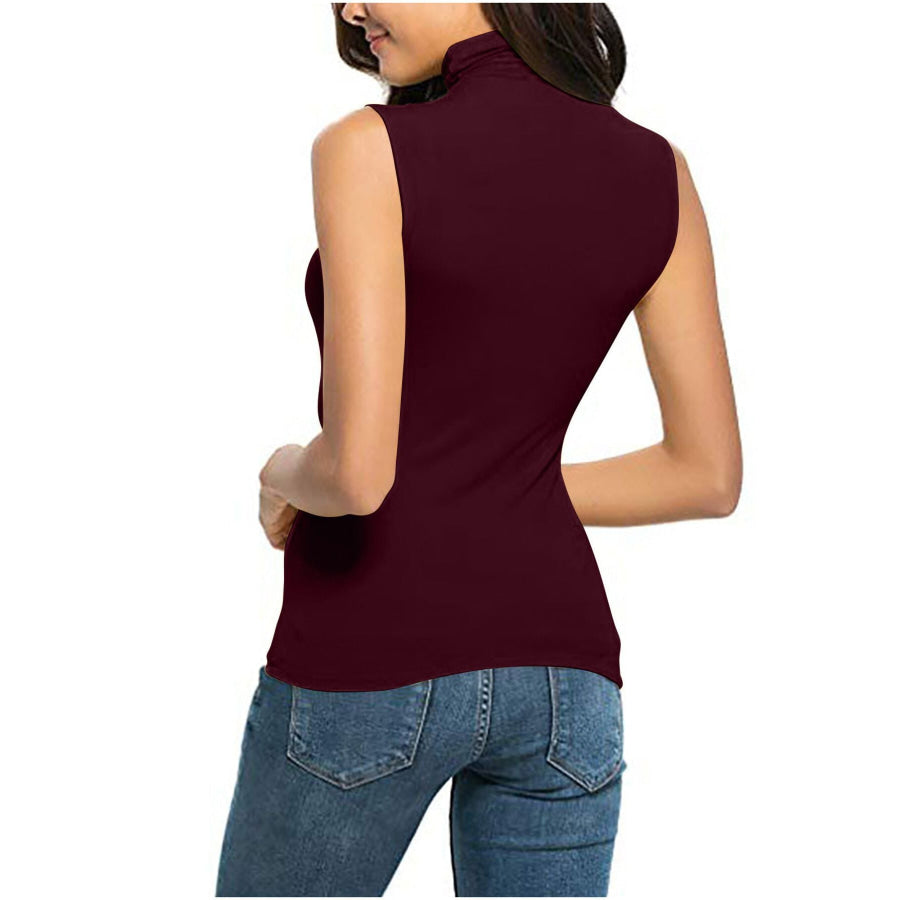Sleeveless Turtleneck Slim Fit T-Shirt Apparel and Accessories