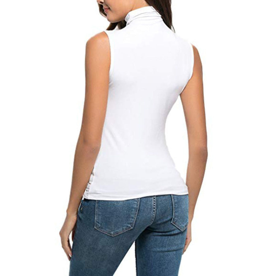 Sleeveless Turtleneck Slim Fit T-Shirt Apparel and Accessories