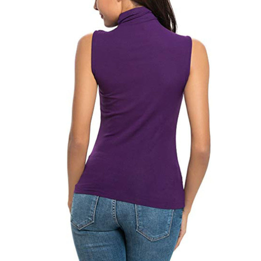 Sleeveless Turtleneck Slim Fit T-Shirt Apparel and Accessories