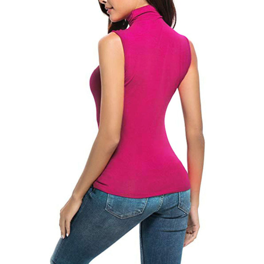 Sleeveless Turtleneck Slim Fit T-Shirt Apparel and Accessories
