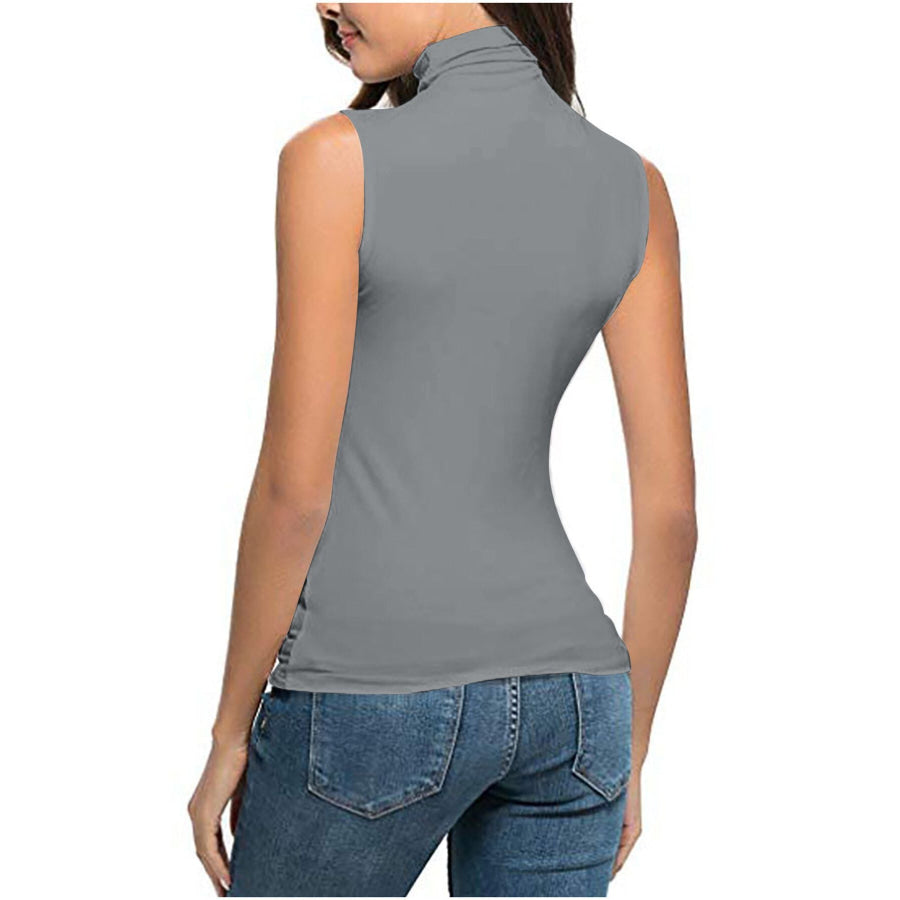 Sleeveless Turtleneck Slim Fit T-Shirt Apparel and Accessories