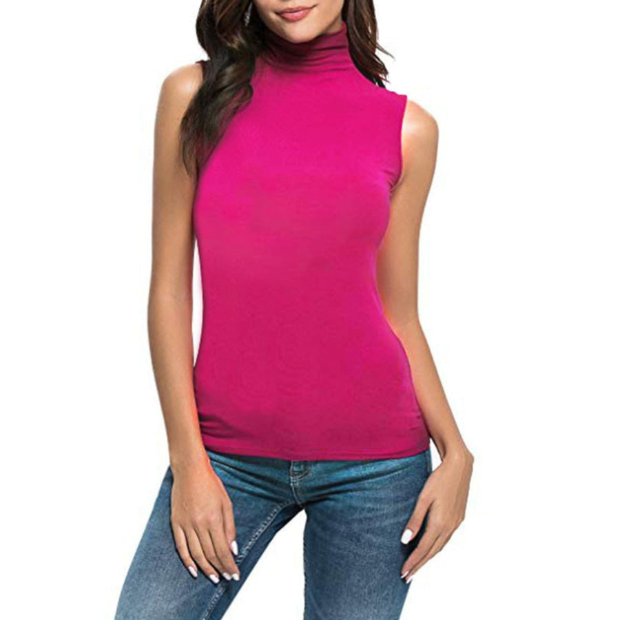 Sleeveless Turtleneck Slim Fit T-Shirt Paohong / S Apparel and Accessories