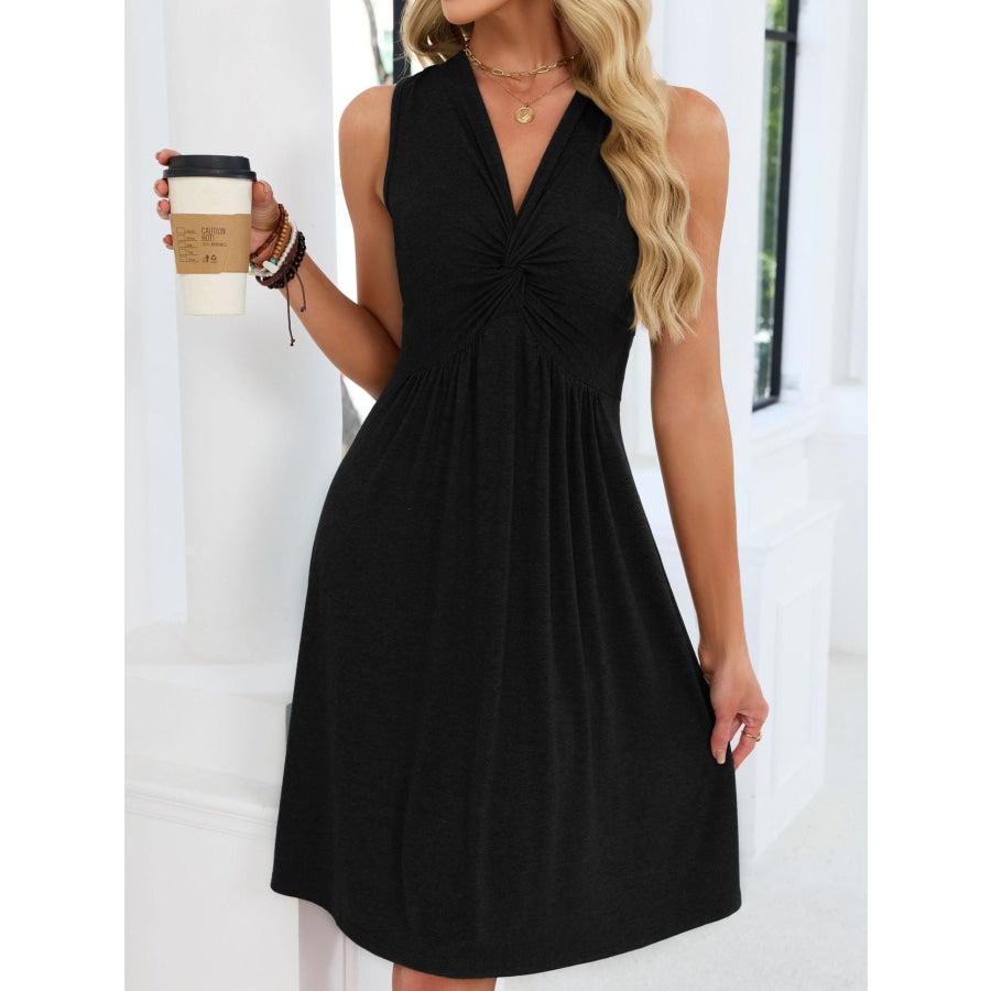 Sleeveless Twist Knot Front Casual Dress Apparel and Accessories