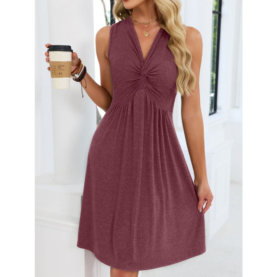 Sleeveless Twist Knot Front Casual Dress Apparel and Accessories