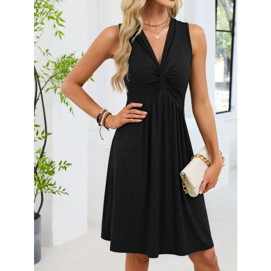 Sleeveless Twist Knot Front Casual Dress Apparel and Accessories
