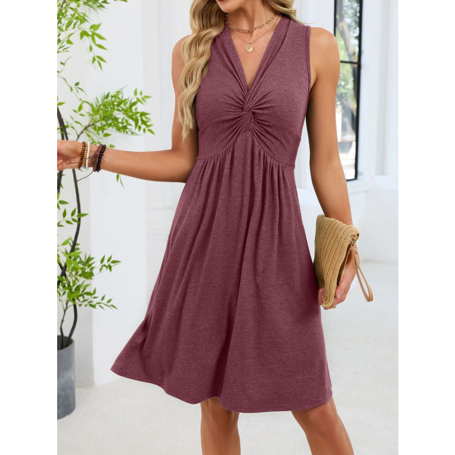 Sleeveless Twist Knot Front Casual Dress Apparel and Accessories