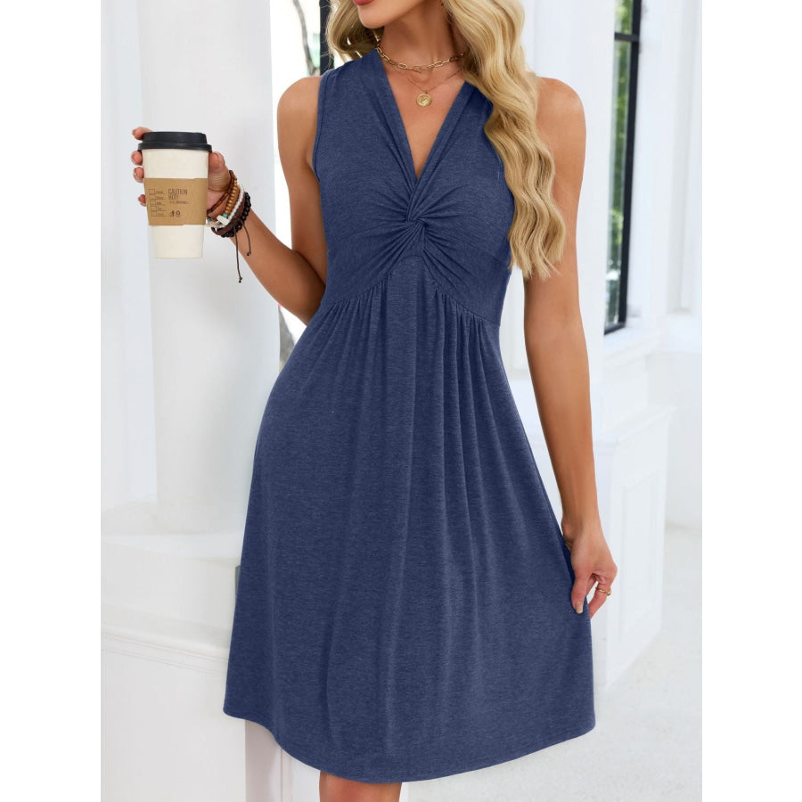 Sleeveless Twist Knot Front Casual Dress Apparel and Accessories