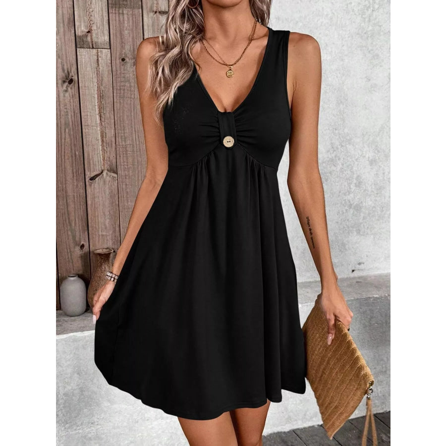 Sleeveless V-Neck A-Line Dress Black / S Apparel and Accessories
