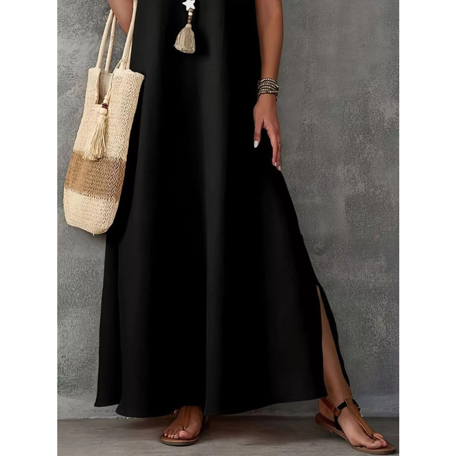 Sleeveless V-Neck Side-Slit Maxi Dress Apparel and Accessories