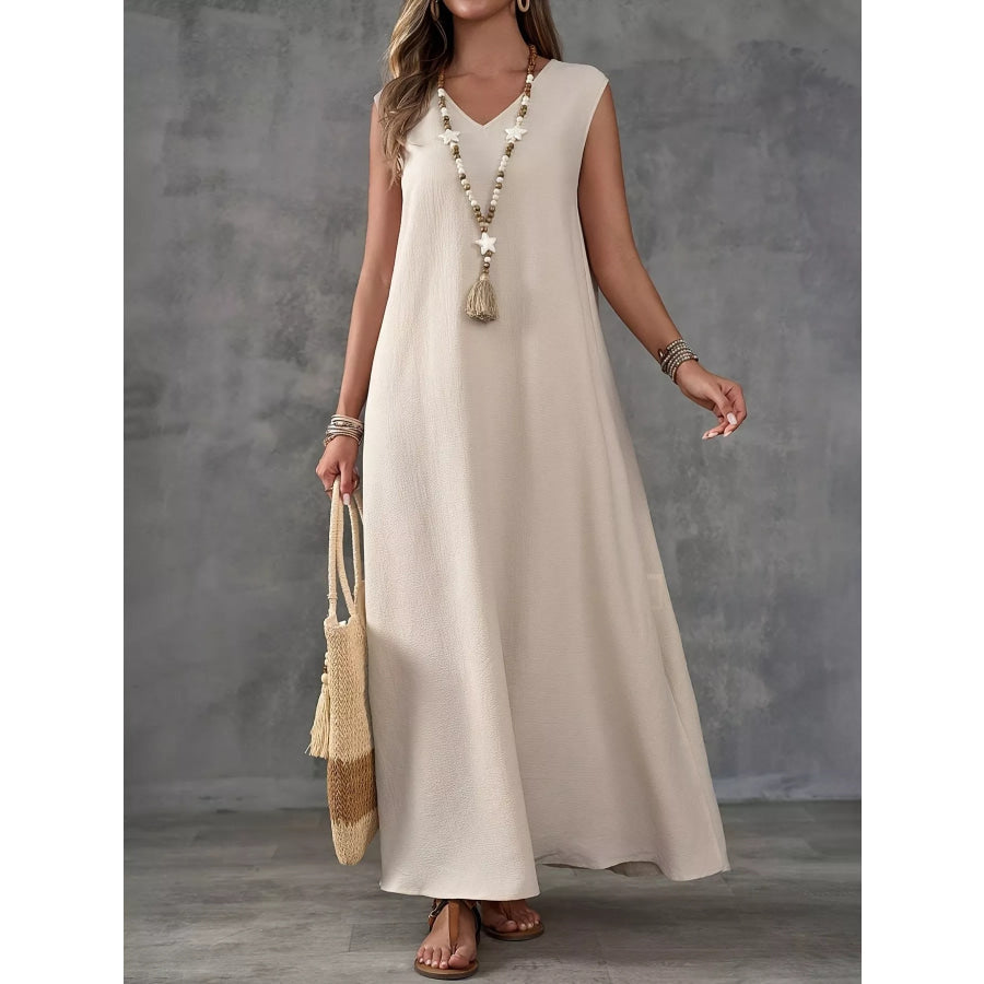 Sleeveless V-Neck Side-Slit Maxi Dress Apparel and Accessories