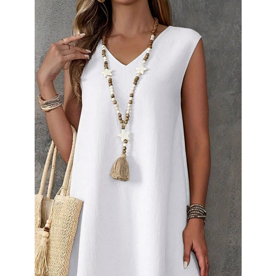 Sleeveless V-Neck Side-Slit Maxi Dress Apparel and Accessories