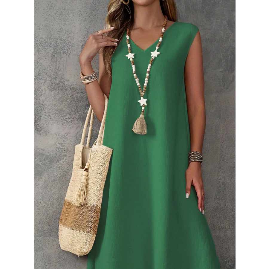 Sleeveless V-Neck Side-Slit Maxi Dress Apparel and Accessories