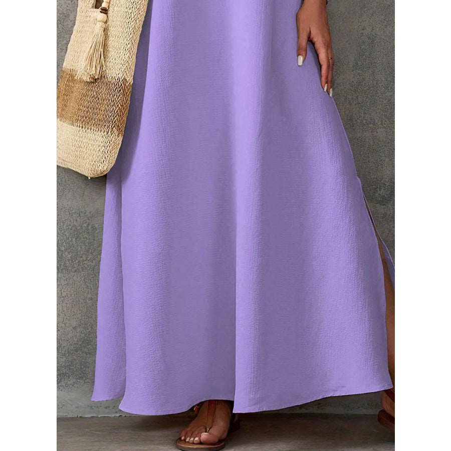 Sleeveless V-Neck Side-Slit Maxi Dress Apparel and Accessories
