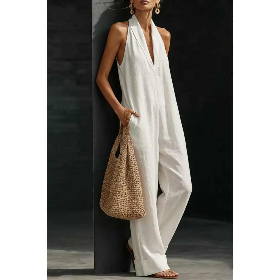 Sleeveless Wide Leg Jumpsuit Apparel and Accessories