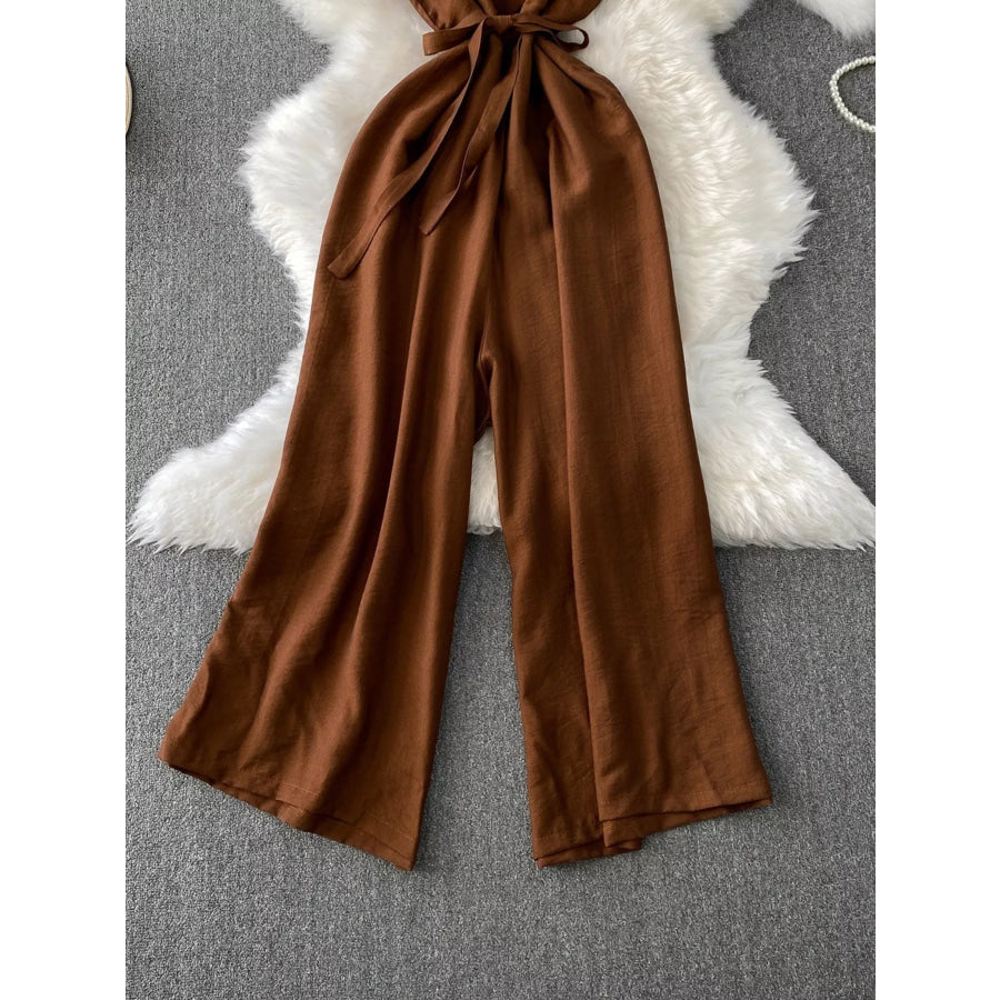 Sleeveless Wide Leg Jumpsuit Apparel and Accessories