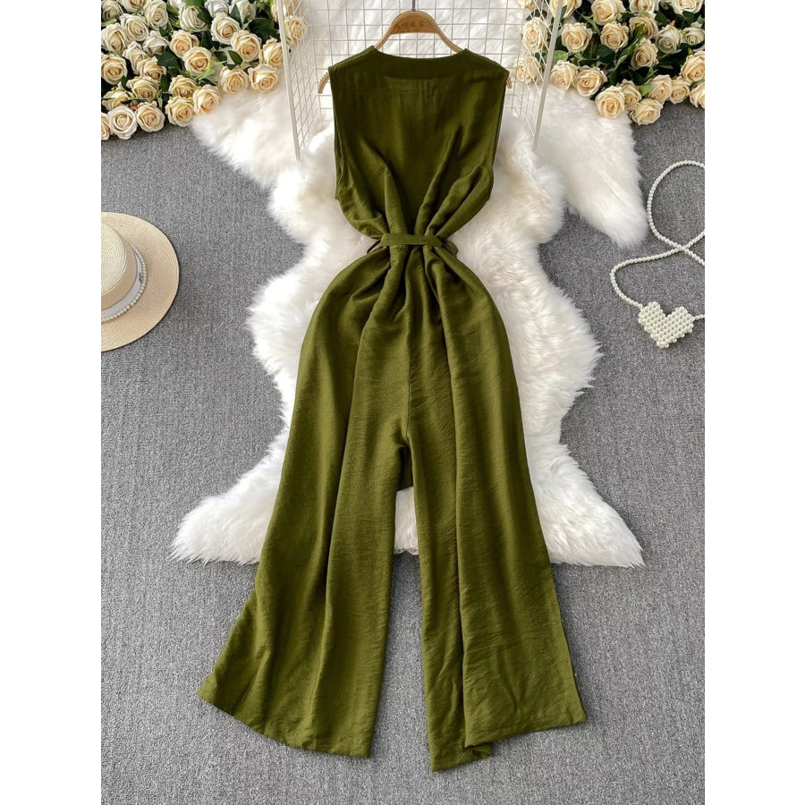 Sleeveless Wide Leg Jumpsuit Apparel and Accessories