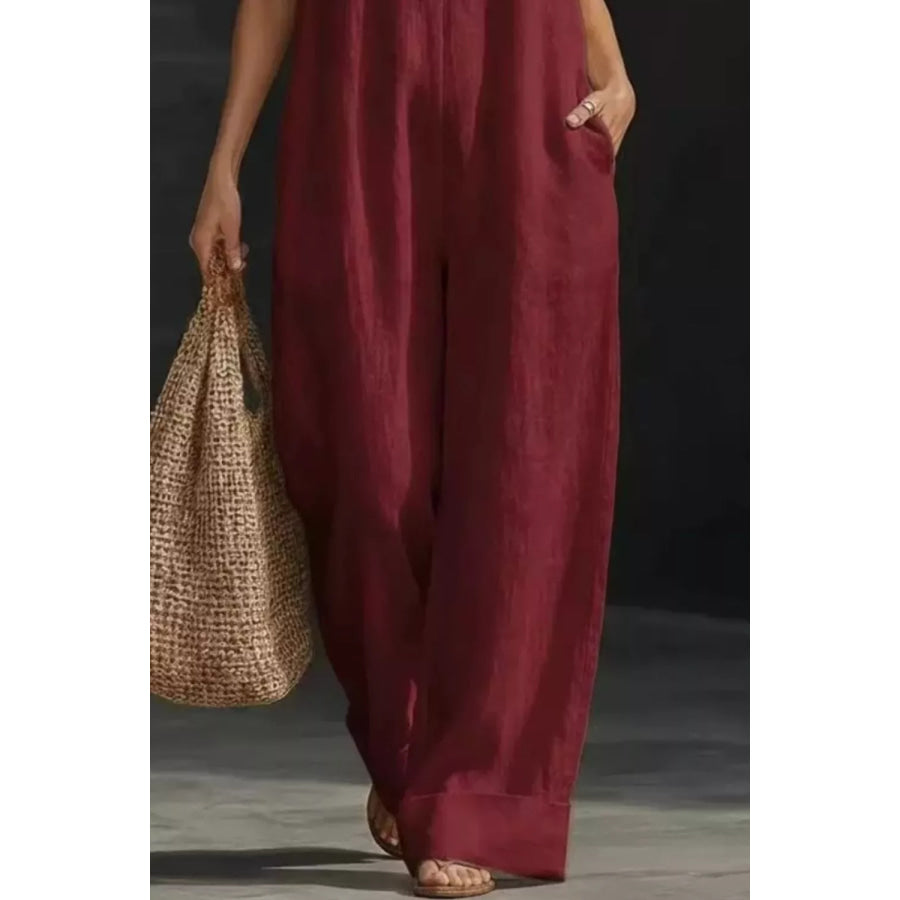 Sleeveless Wide Leg Jumpsuit Apparel and Accessories