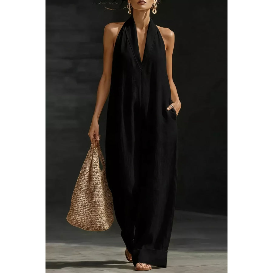 Sleeveless Wide Leg Jumpsuit Black / S Apparel and Accessories