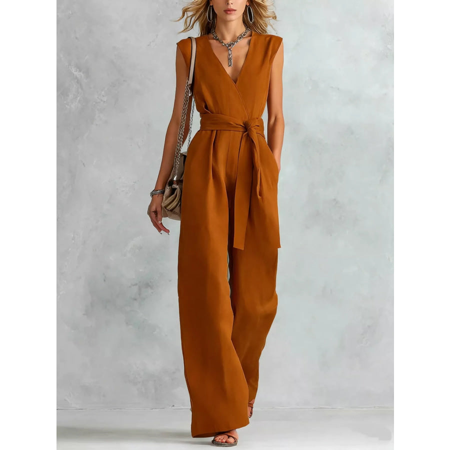 Sleeveless Wide Leg Jumpsuit Copper / S Apparel and Accessories