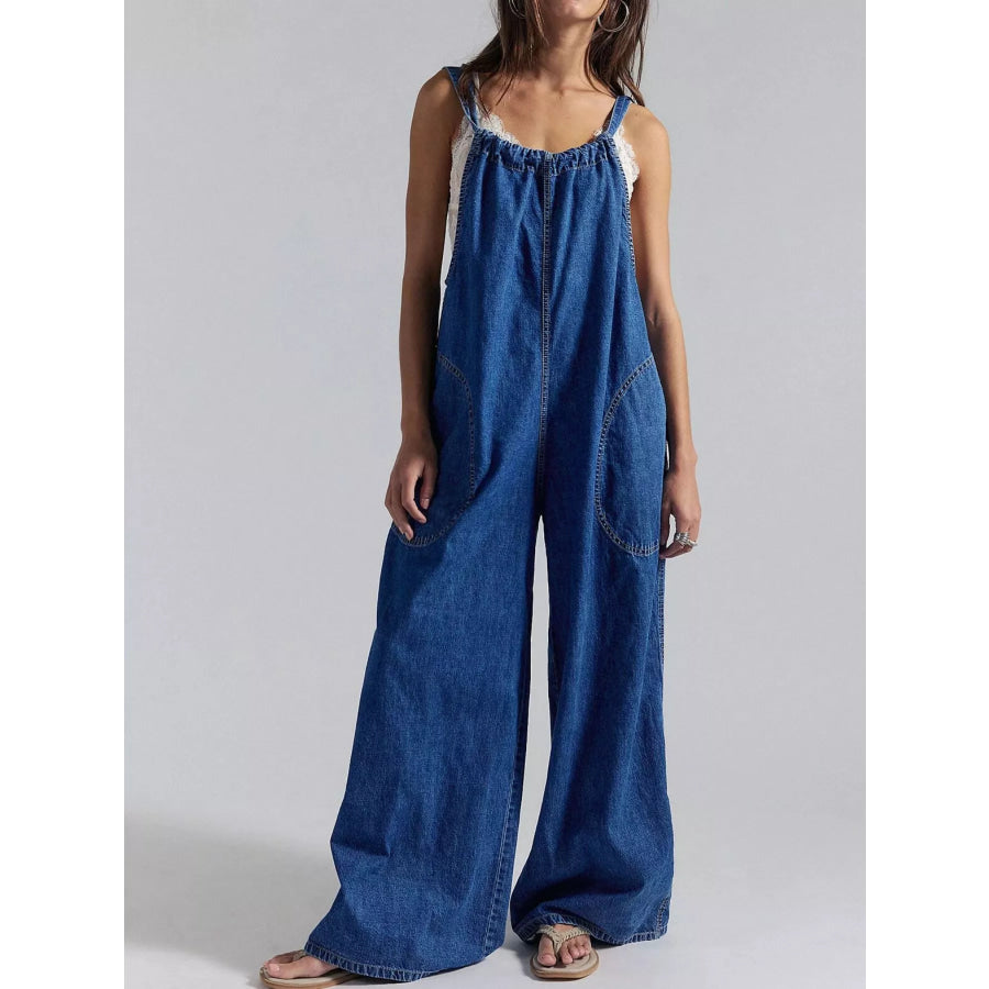 Sleeveless Wide-Leg Jumpsuit Dark Blue / S Apparel and Accessories