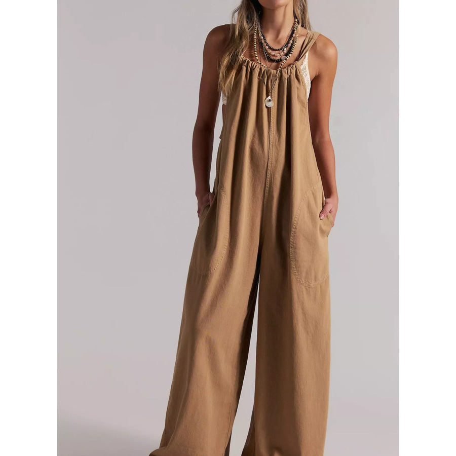 Sleeveless Wide-Leg Jumpsuit Dark Brown / S Apparel and Accessories