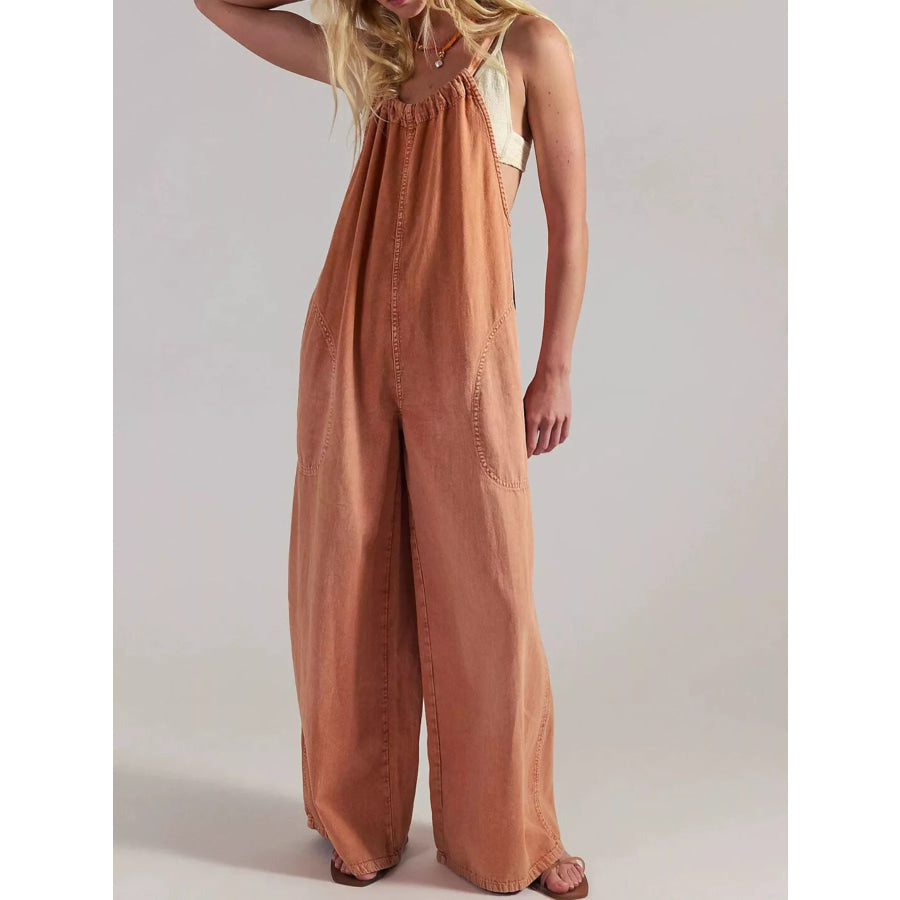 Sleeveless Wide-Leg Jumpsuit Orange / S Apparel and Accessories