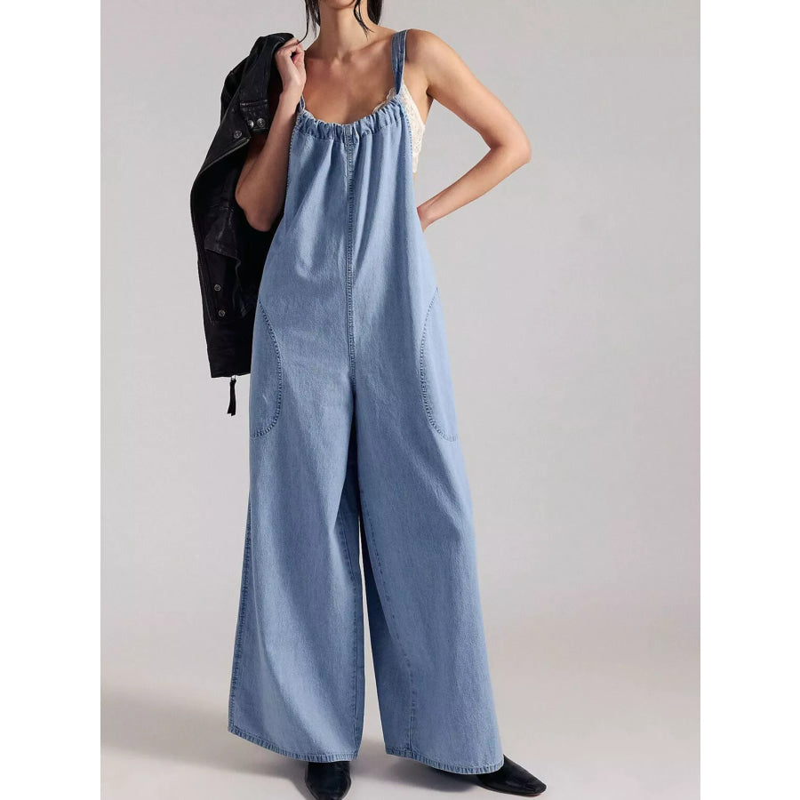 Sleeveless Wide-Leg Jumpsuit Sky Blue / S Apparel and Accessories