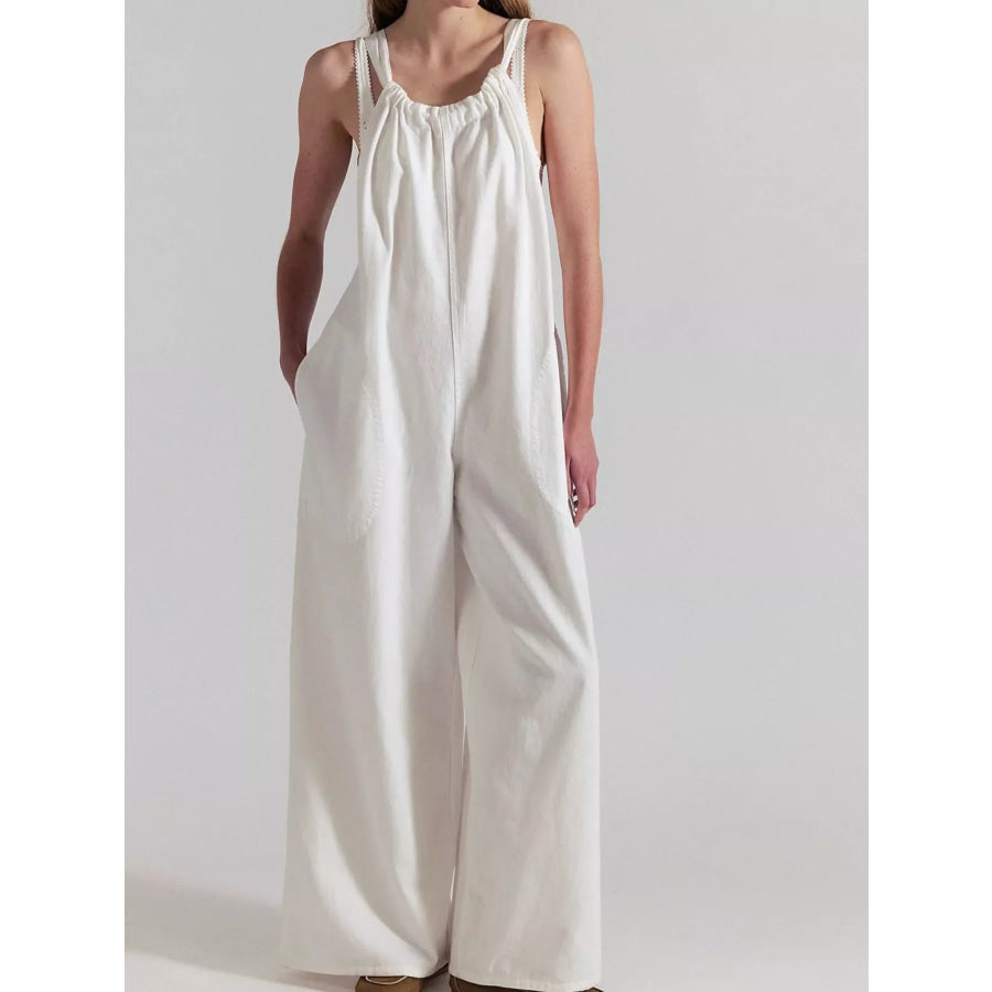 Sleeveless Wide-Leg Jumpsuit White / S Apparel and Accessories