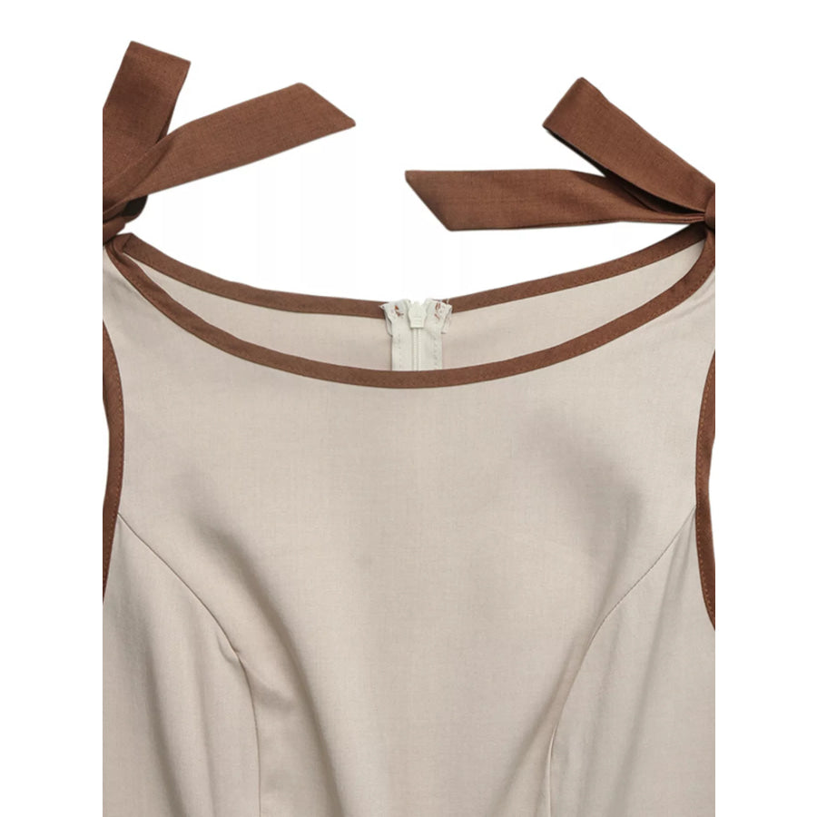 Sleeveless Wide Leg Jumpsuit with Bow Detail Apparel and Accessories