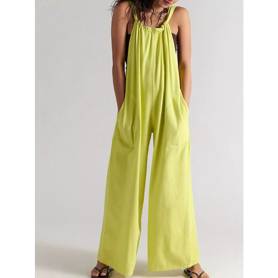 Sleeveless Wide-Leg Jumpsuit Yellow / S Apparel and Accessories