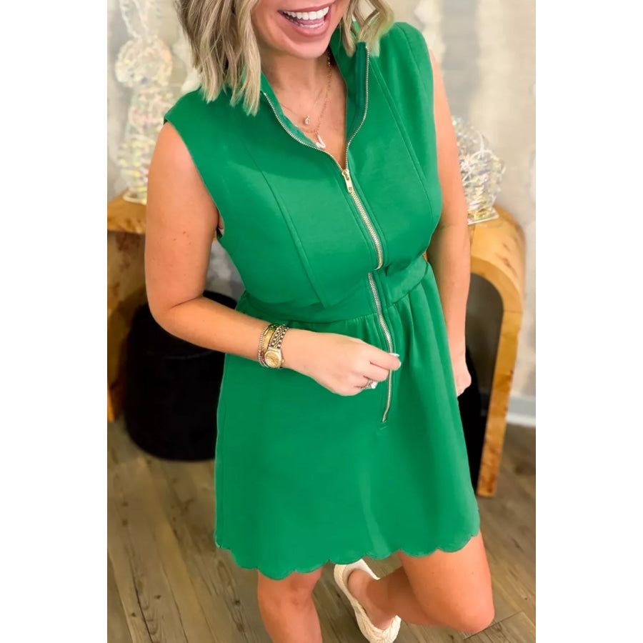 Sleeveless Zip-Up Mini Dress Apparel and Accessories