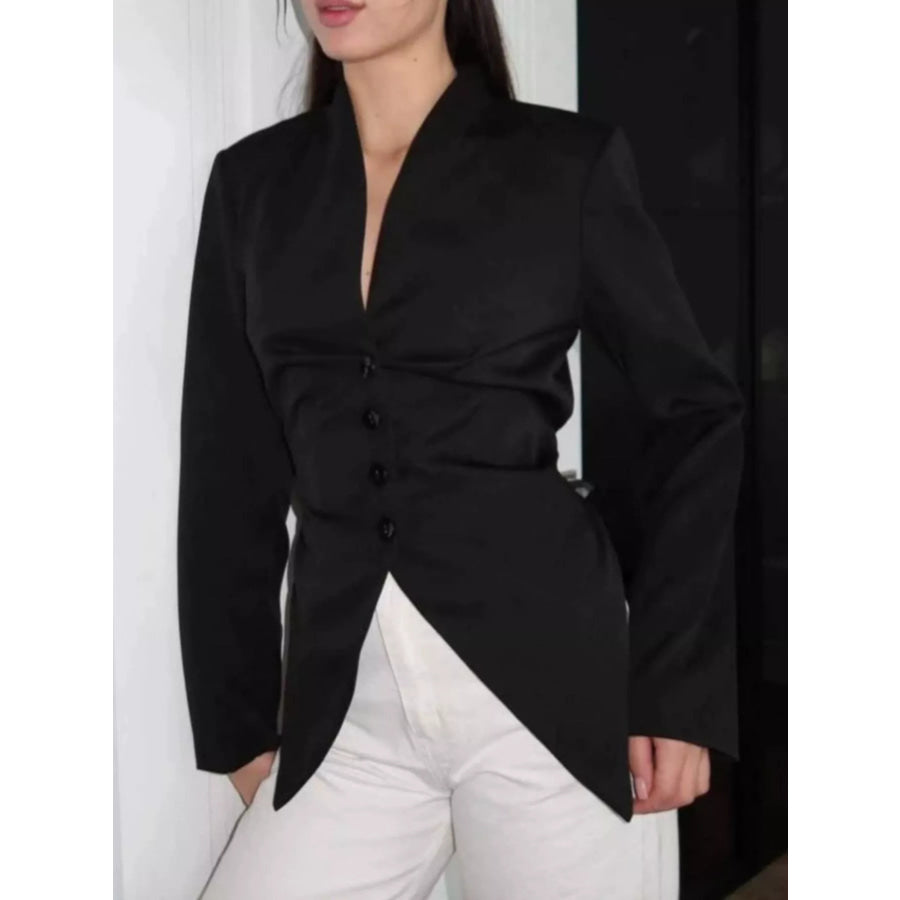Slim-Fit Asymmetric Hem Blazer Black / S Apparel and Accessories