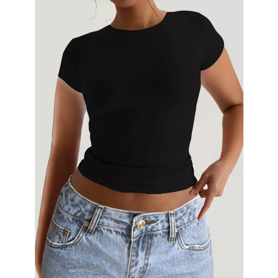 Slim-Fit Backless T-Shirt Black / S Apparel and Accessories