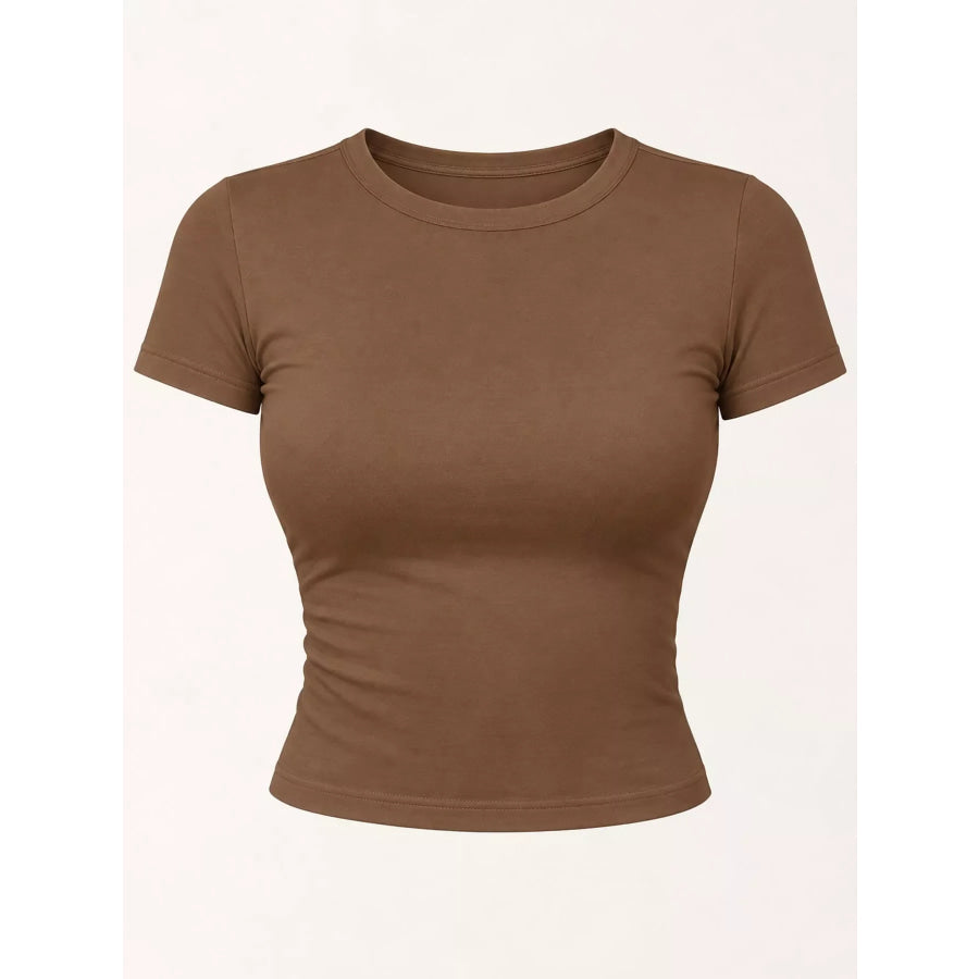 Slim Fit Basic Crew Neck Short Sleeve Crop T-Shirt Apparel and Accessories