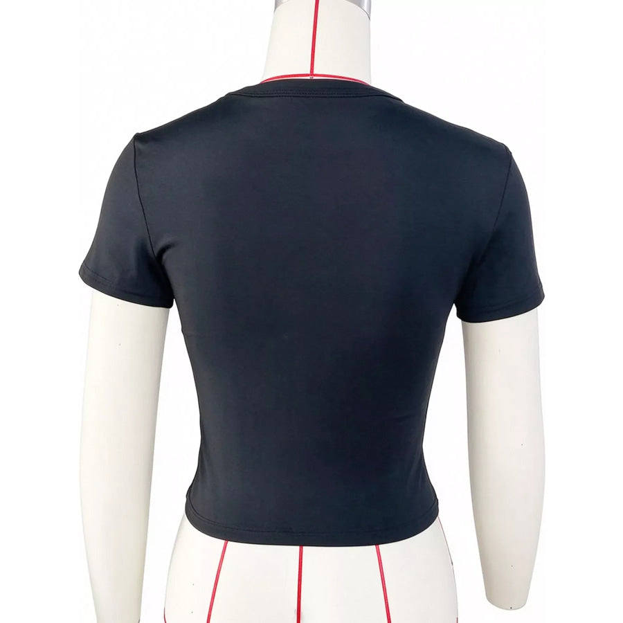 Slim Fit Basic Crew Neck Short Sleeve Crop T-Shirt Apparel and Accessories