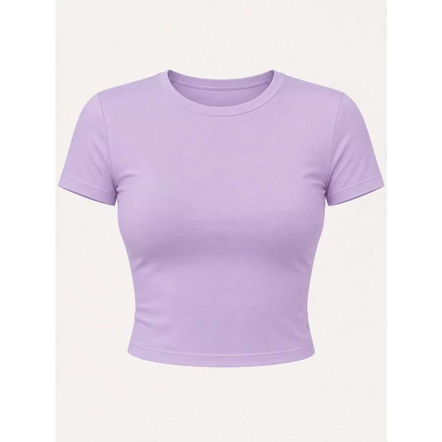 Slim Fit Basic Crew Neck Short Sleeve Crop T-Shirt Apparel and Accessories
