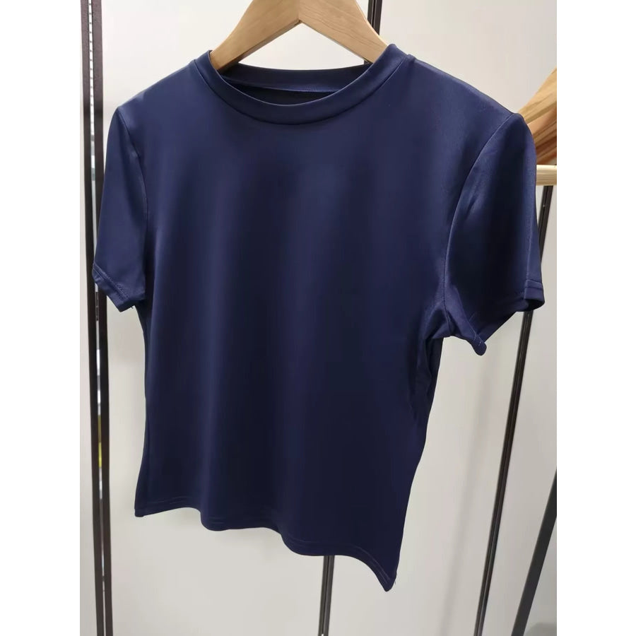Slim Fit Basic Crew Neck Short Sleeve Crop T-Shirt Apparel and Accessories
