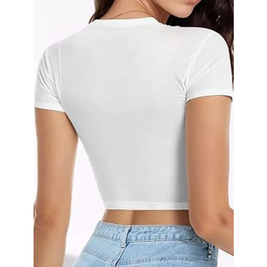 Slim Fit Basic Crew Neck Short Sleeve Crop T-Shirt Apparel and Accessories