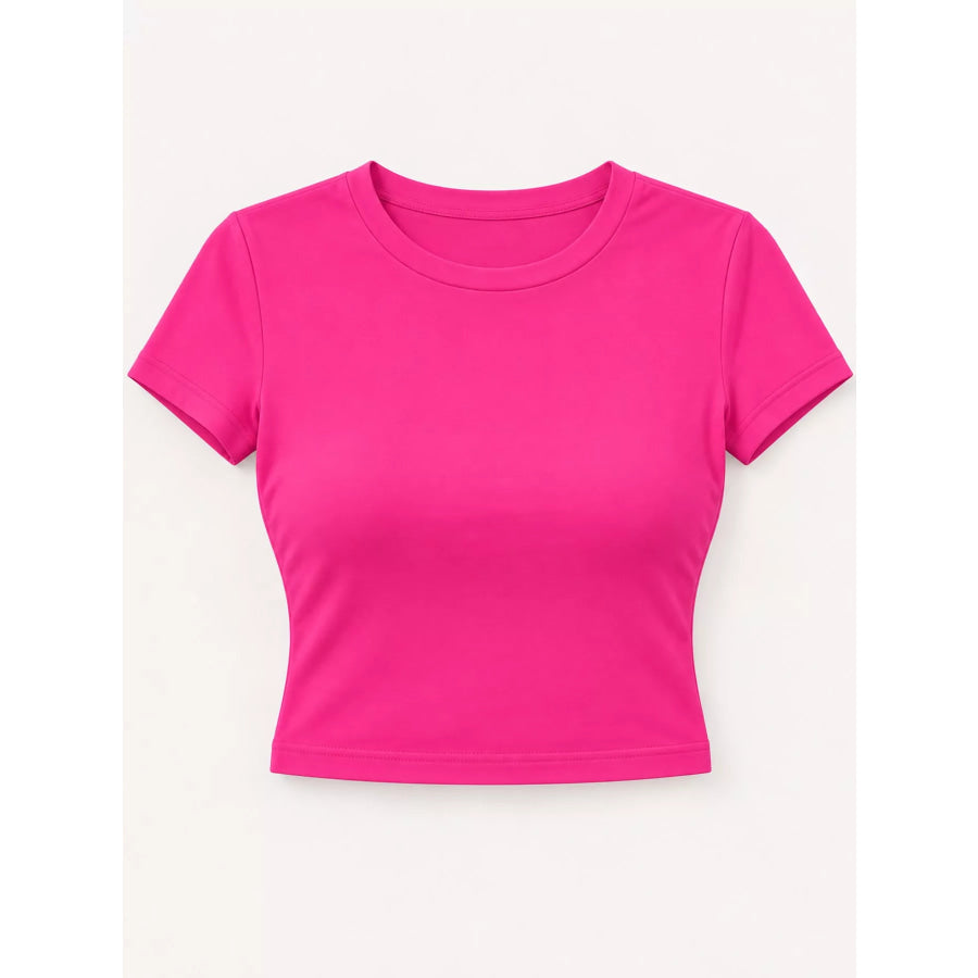 Slim Fit Basic Crew Neck Short Sleeve Crop T-Shirt Apparel and Accessories