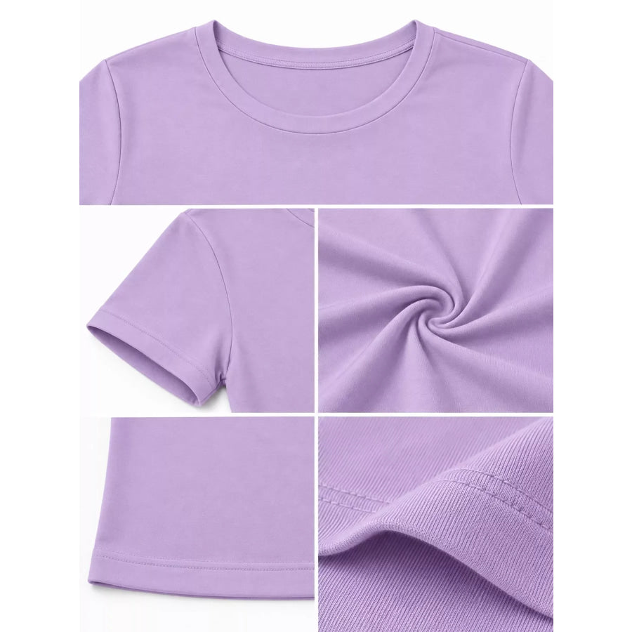 Slim Fit Basic Crew Neck Short Sleeve Crop T-Shirt Apparel and Accessories