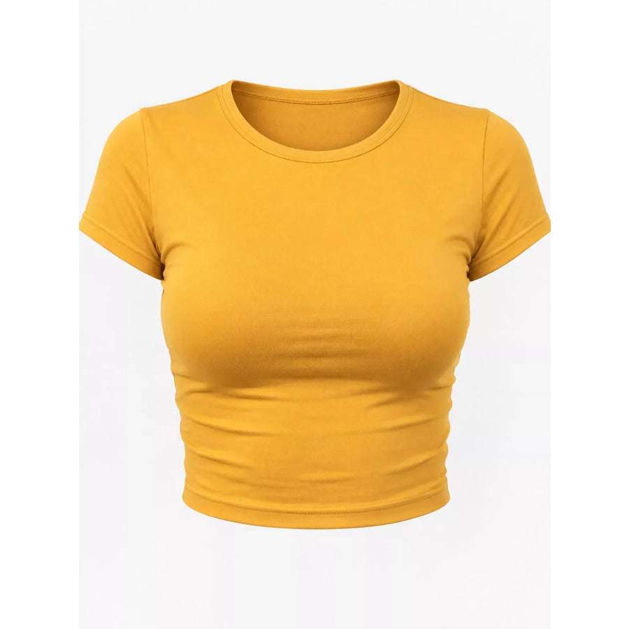Slim Fit Basic Crew Neck Short Sleeve Crop T-Shirt Apparel and Accessories