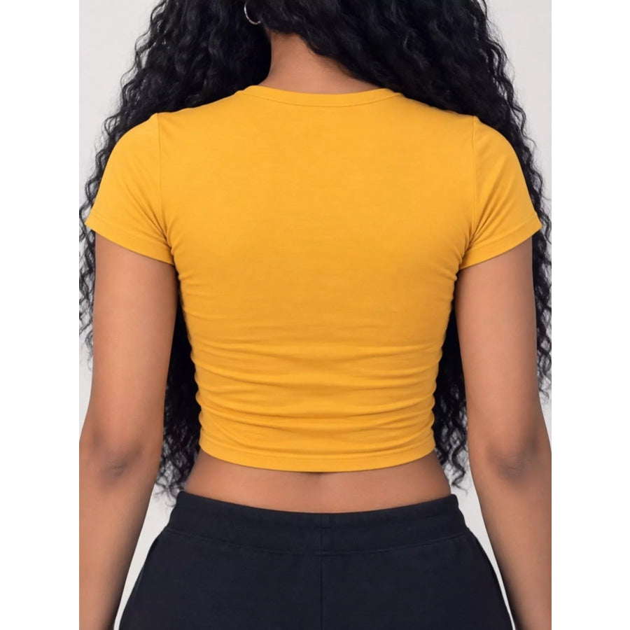 Slim Fit Basic Crew Neck Short Sleeve Crop T-Shirt Apparel and Accessories