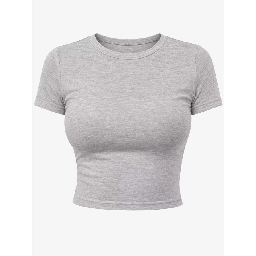 Slim Fit Basic Crew Neck Short Sleeve Crop T-Shirt Apparel and Accessories