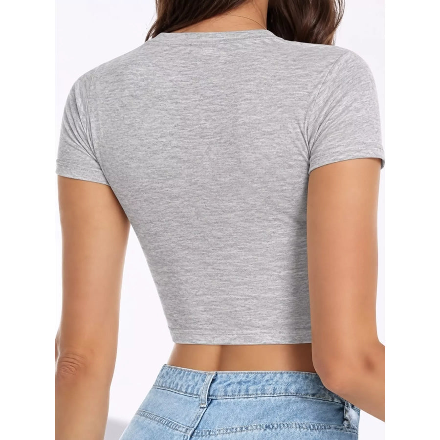 Slim Fit Basic Crew Neck Short Sleeve Crop T-Shirt Apparel and Accessories