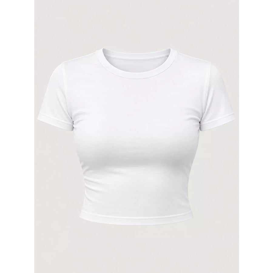 Slim Fit Basic Crew Neck Short Sleeve Crop T-Shirt Apparel and Accessories