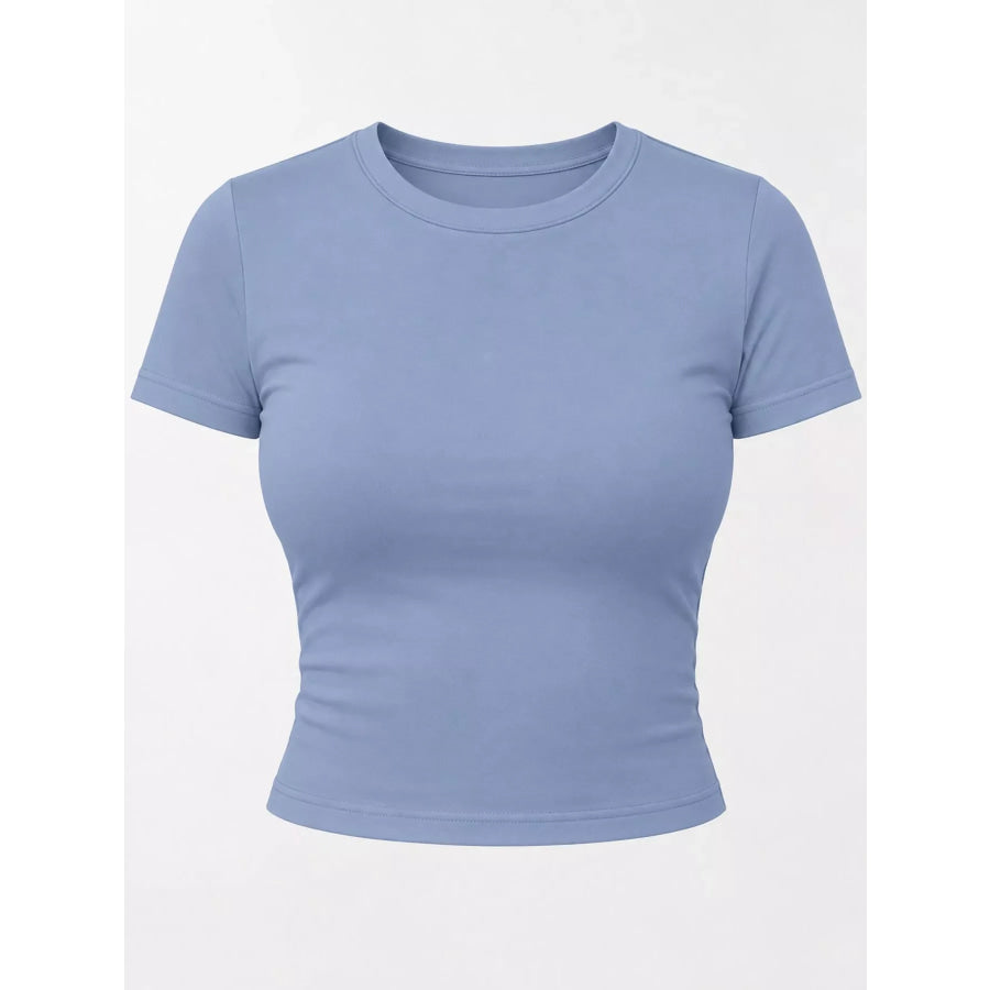 Slim Fit Basic Crew Neck Short Sleeve Crop T-Shirt Apparel and Accessories