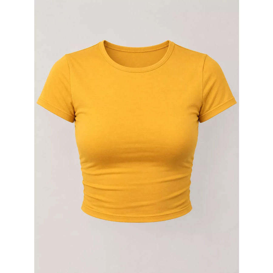 Slim Fit Basic Crew Neck Short Sleeve Crop T-Shirt Apparel and Accessories