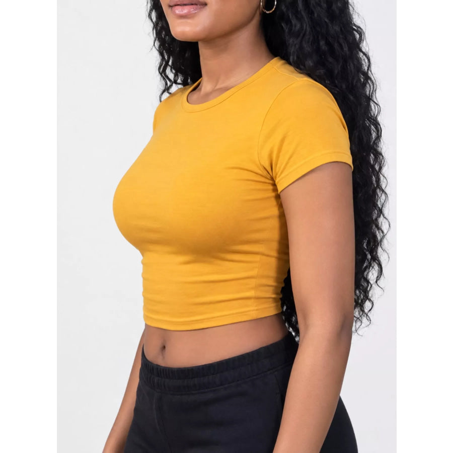 Slim Fit Basic Crew Neck Short Sleeve Crop T-Shirt Apparel and Accessories