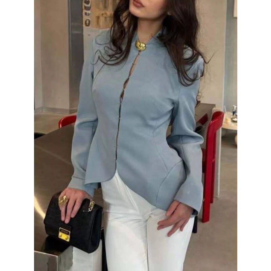 Slim-Fit Blazer with Gold Hardware Detail Apparel and Accessories